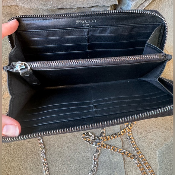 🌟 “P” Jimmy Choo Croc Embossed Zip Around Wallet